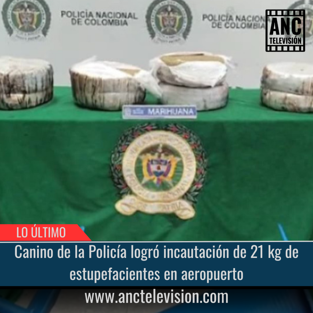 Canino de la Policía logró incautación de 21 kg de estupefacientes.