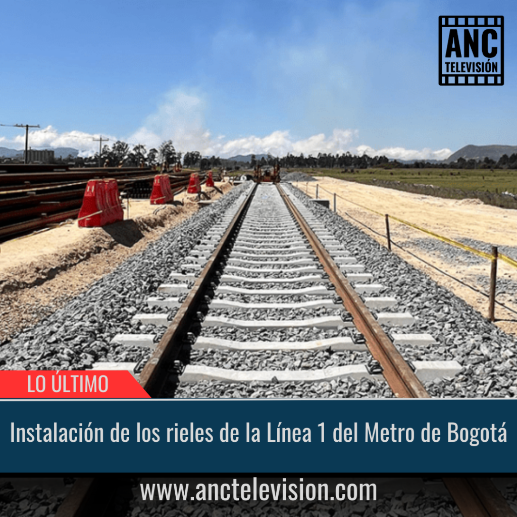 Instalación de los rieles de la Línea 1 del Metro de Bogotá.