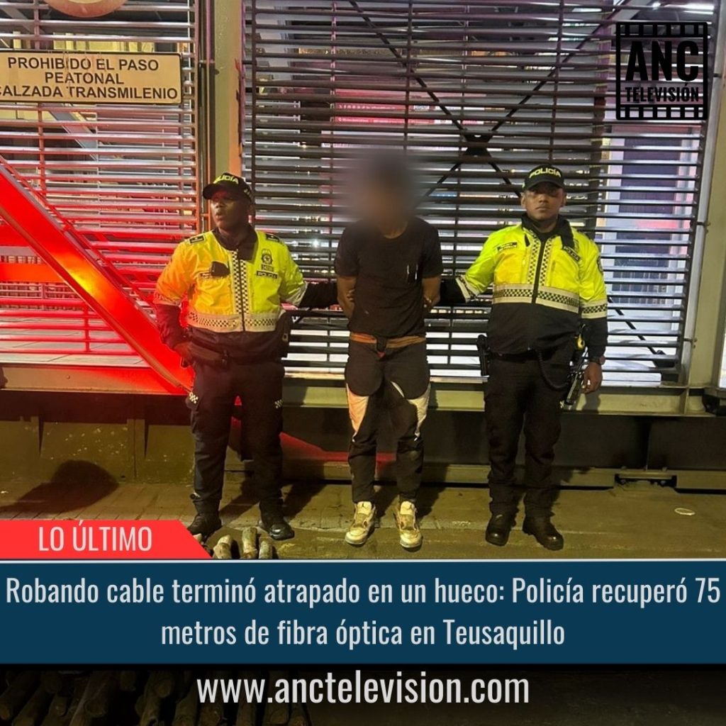 Robando cable terminó atrapado en un hueco.