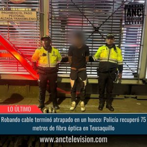 Robando cable terminó atrapado en un hueco.