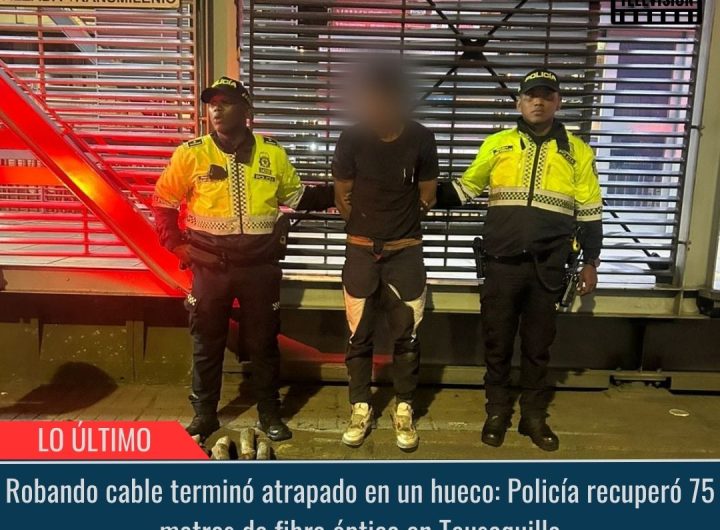 Robando cable terminó atrapado en un hueco.