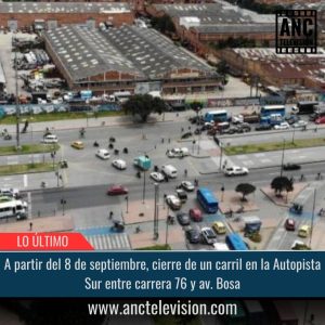 Cierre de un carril en la Autopista Sur.