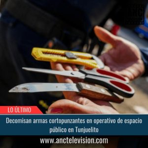 Decomisan armas cortopunzantes.